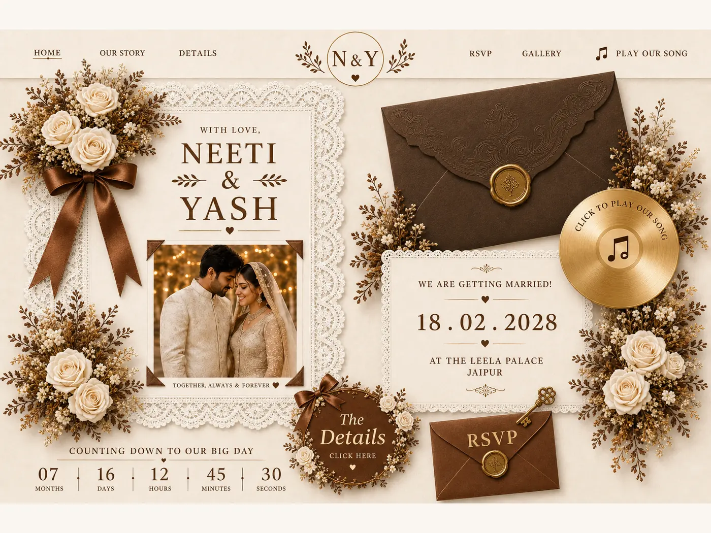 Amber Ivory wedding invitation template